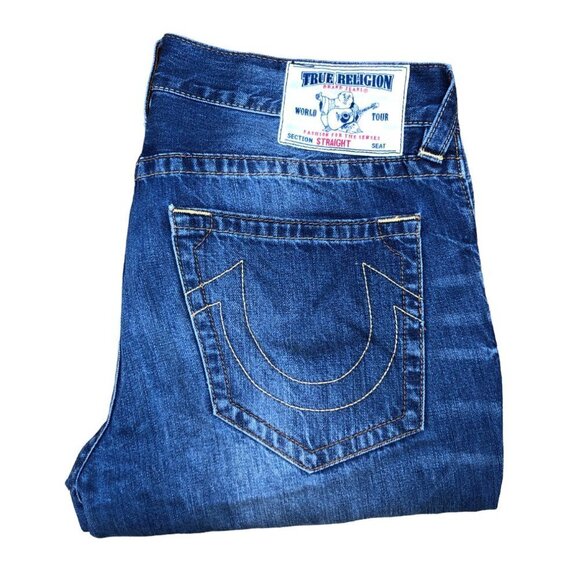 Vintage True Religion Jeans Size 34 STRAIGHT Blue - Picture 1 of 6
